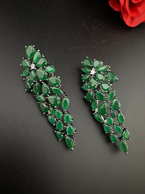 Premium Cubic Zirconia and stones Chandelier Long Victorian earrings is designer Inspired, Statement Long earring, Bridal, Party jewelry