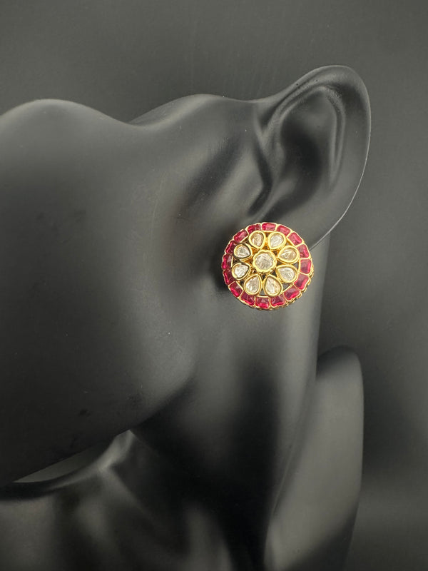 Kundan, Pachi kundan, cubic Zirconia, stones Stud Earrings, Tyaani Inspired Indian Jewelry