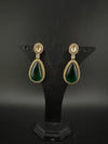 Green and Gold Kundan, Stone Chandelier Drop Earrings, Bridal, Moissanite, CZ, Designer jewelry