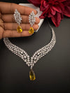 CZ Diamond Statement Necklace Set, White Gold Plated Choker