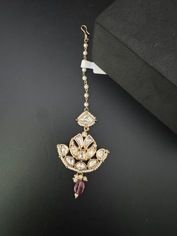 Pearls, Kundan Tikka, Indian Maang Tikka, Headpiece, Bridal jewelry