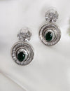 Cubic Zirconia, Diamond, stone, Silver Polish Designer inspired Dangle Drop earrings, Indian Jewelry