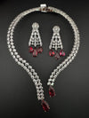 Crystals and CZ Diamond Statement front openable Hasli Necklace Set, Silver Plated Collar set