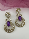 Gold with Doublet stone, kundan, cubic zirconia chandbali Drop Long earrings, Indian Jewelry
