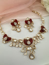 Kundan, Moissanite, MOP, CZ Flexible Gold necklace set, Indian Bridal Jewelry