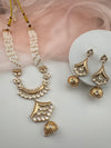 Kundan, Moissanite, Pearls Long Gold Choker necklace set, Indian Rani haar