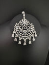 Silver Cubic Zirconia/Diamond Tikka, Indian Maang Tikka, Headpiece, Bridal jewelry
