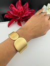 Brushed finished Gold Chunky Cuff Bracelet Bangle, Anti Tarnish, fits sizes upto 2.6"