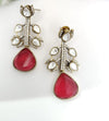 Designer inspired, Doublet stone uncut kundan and CZ chandbali Drop earrings, Indian Jewelry
