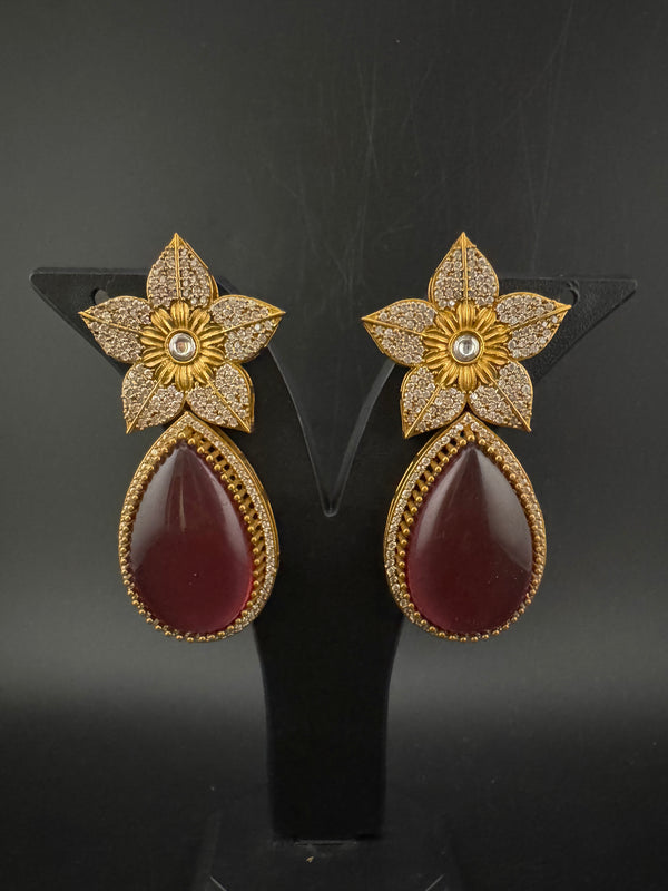 CZ and Gold, Doublet Stone Chandelier Drop Earrings, Bridal, Designer jewelry