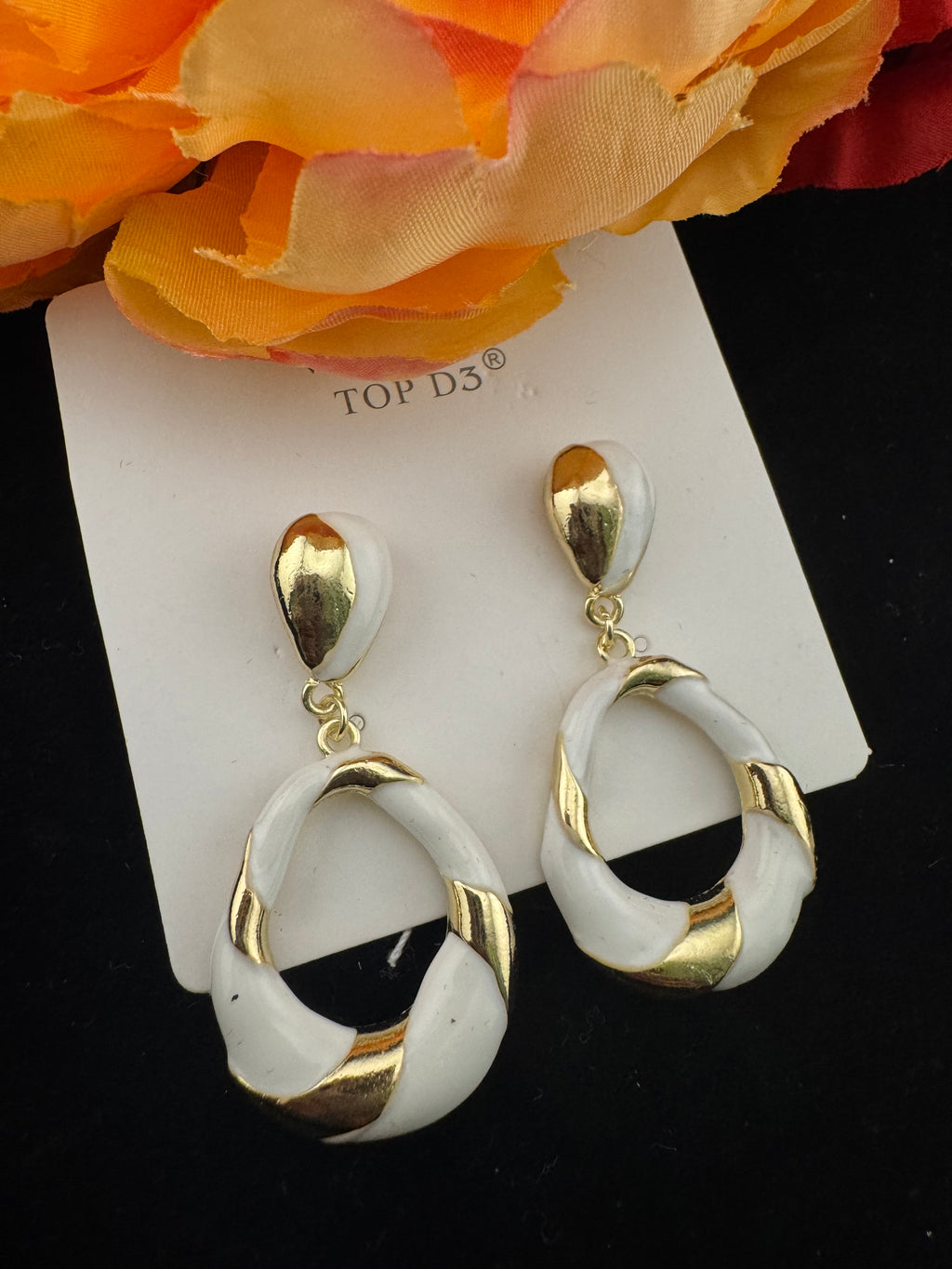 High Quality Premium Enamel and gold Designer Drop Earrings
