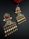 Amrapali inspired Matt Gold, kundan, Enamel, Oversized ChandBali long Earrings, designer jewelry