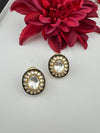 Kundan Enamel Big Stud Earrings, designer Inspired, Indian jewelry
