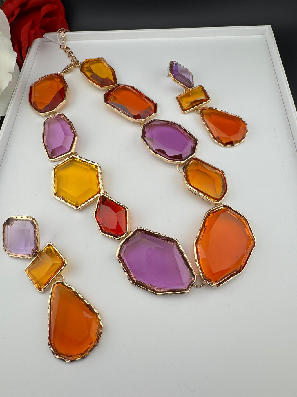 Premium Quality Contemporary NECKLACE ONLY/Clear necklace/Designer inspired/Indian jewelry/Sleek Necklace/everyday wear/handmade