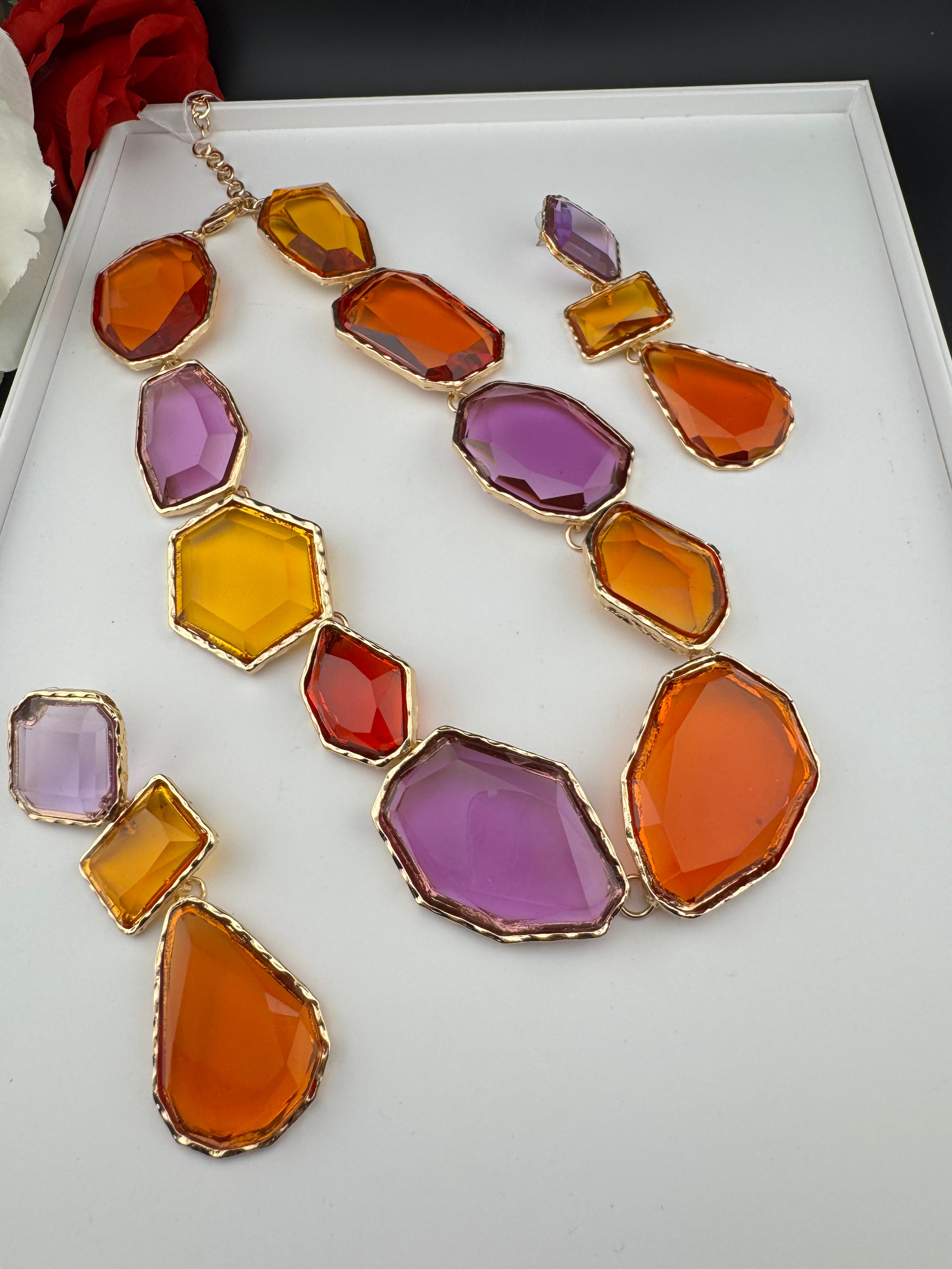 Premium Quality Contemporary NECKLACE ONLY/Clear necklace/Designer inspired/Indian jewelry/Sleek Necklace/everyday wear/handmade