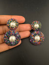 Cubic Zirconia, Diamond nano setting, pearls, Victorian Dangle earrings, Indian Jewelry