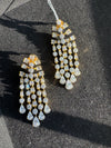 Crystal Stone chandelier long Earrings, Cubic Zirconia, AD, CZ, Indian Jewelry