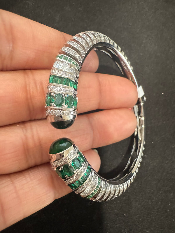 Openable Cuff bracelet with Stones, American Diamonds, crystal stones, CZ, Fits size upto 2.6"
