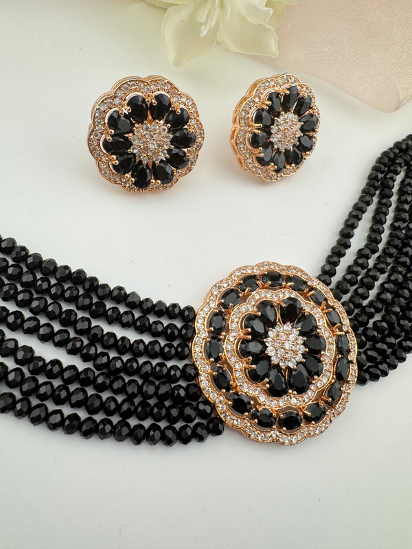 Hydro beads, CZ, Stones Choker necklace set, Indian Bridal Jewelry, chic set