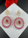 Premium Stones, Cubic Zirconia in gold color is designer Inspired Statement Big Circular Dangle earring/Indian, Bridal, bridesmaid gift