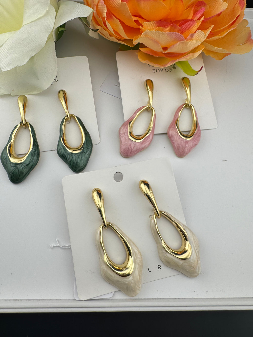 High Quality Premium Enamel and gold Designer Drop Earrings