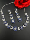 Nano Setting CZ Diamond Statement Necklace Set, White Gold Plated Choker set, nature inspired