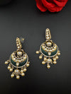 Green and Gold, pacchi Kundan, Pearls Chandelier Long Earrings, Bridal, Moissanite, CZ, Designer jewelry