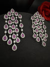 Premium Nano Setting Cubic Zirconia Long Chandelier earrings in Drop shape, stylish, designer Statement long earring/Bridal Bridesmaid