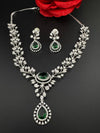 Crystal, Nano Setting CZ Diamond Statement Necklace Set, White Gold Plated Choker, nature inspired