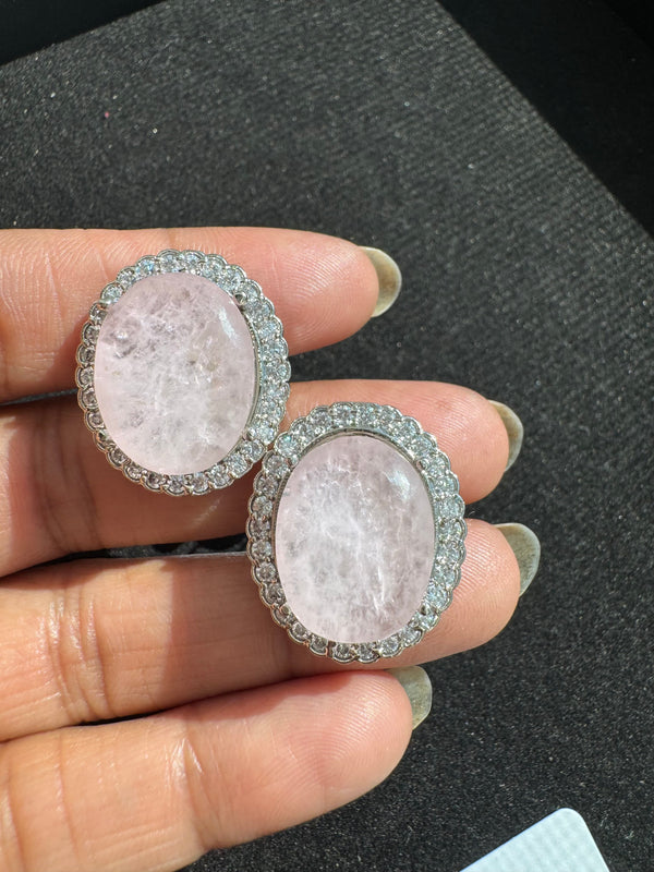 Cubic Zirconia, American Diamond,Doublet stone studs earrings, Indian Jewelry