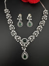 Crystal, Nano Setting CZ Diamond Statement Necklace Set, White Gold Plated Choker, nature inspired