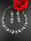Nano Setting CZ Diamond Statement Necklace Set, White Gold Plated Choker set, nature inspired