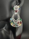 Premium Cubic Zirconia Pearl Chandelier Drop earrings is designer Inspired, Statement Drop Dangle earring, Bridal, Party, Wedding jewelry,