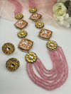 Kundan, Enamel, Minakari, Hydro Beads Long Gold Choker necklace set, Double sided Rani haar