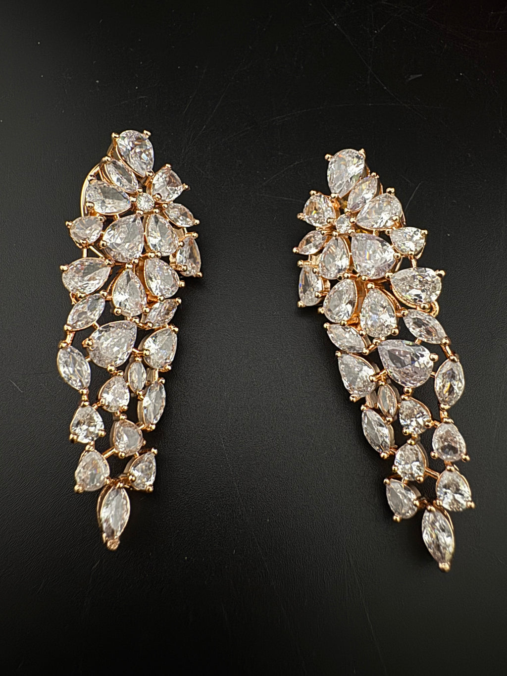 Premium Cubic Zirconia Chandelier Long earrings is designer Inspired, Statement Long earring, Bridal, Party, Wedding jewelry, Shiny