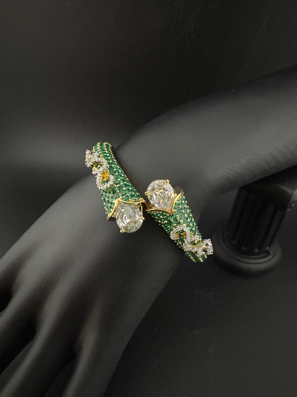 Premium Quality Cubic Zirconia in Nano setting Designer inspired Openable Bracelet/Adjustable Bracelet/Indian jewelry/Silver CZ Bracelet