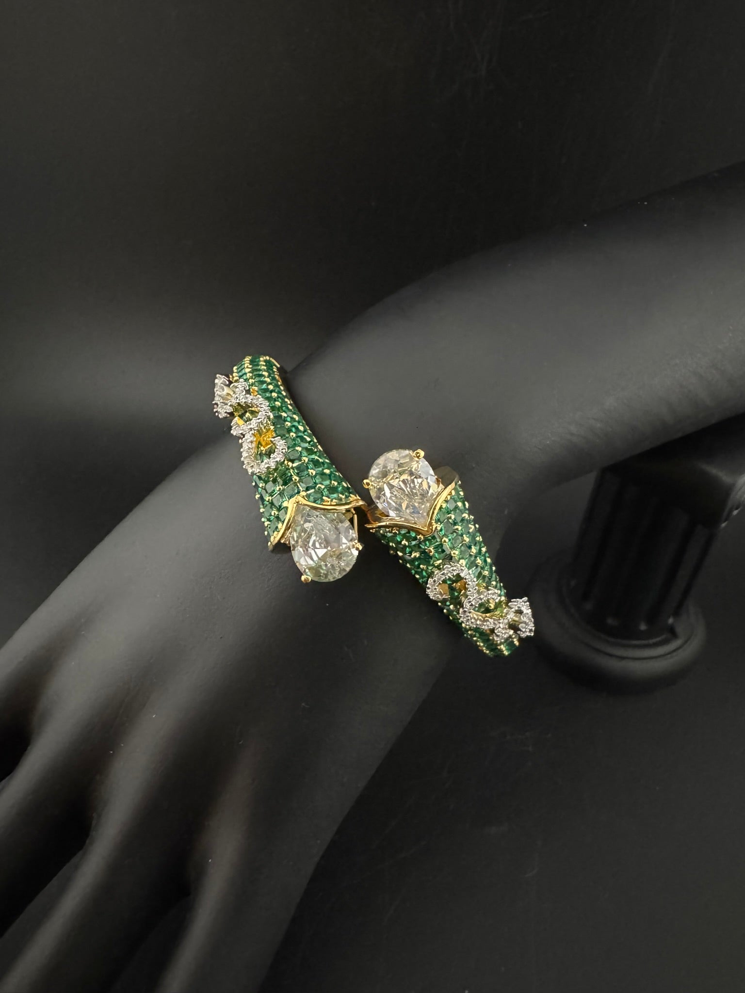 Premium Quality Cubic Zirconia in Nano setting Designer inspired Openable Bracelet/Adjustable Bracelet/Indian jewelry/Silver CZ Bracelet