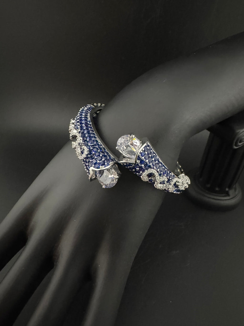 Premium Quality Cubic Zirconia in Nano setting Designer inspired Openable Bracelet/Adjustable Bracelet/Indian jewelry/Silver CZ Bracelet