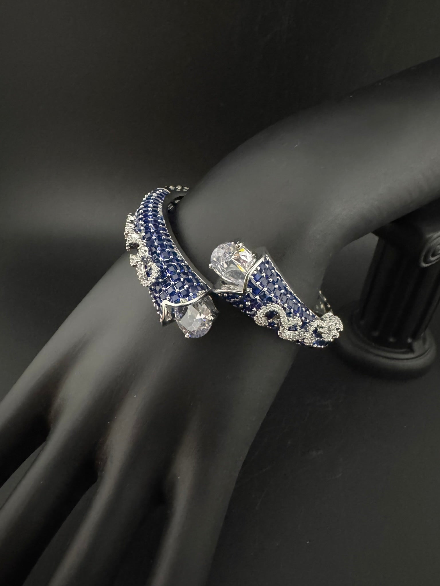 Premium Quality Cubic Zirconia in Nano setting Designer inspired Openable Bracelet/Adjustable Bracelet/Indian jewelry/Silver CZ Bracelet