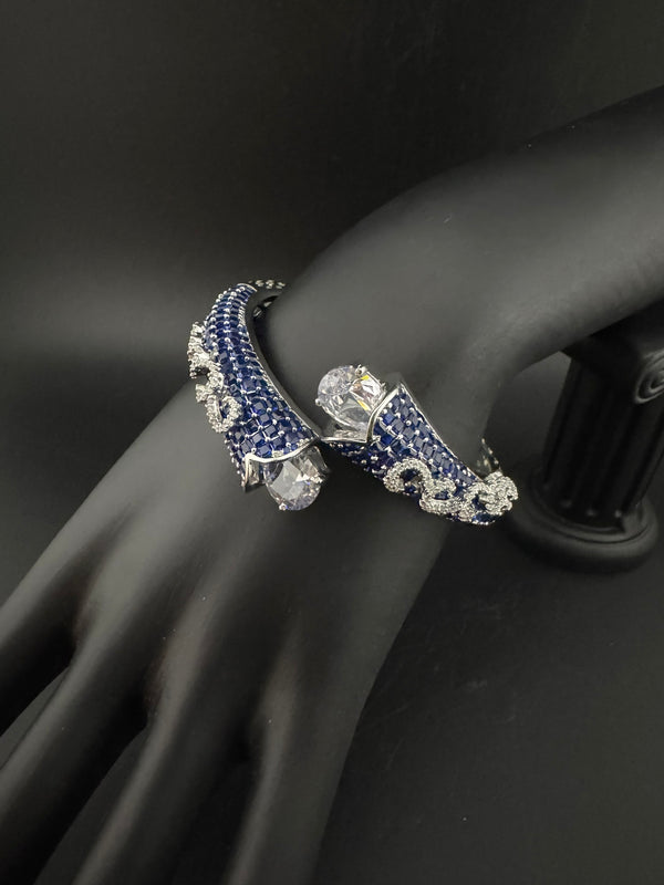 Premium Quality Cubic Zirconia in Nano setting Designer inspired Openable Bracelet/Adjustable Bracelet/Indian jewelry/Silver CZ Bracelet