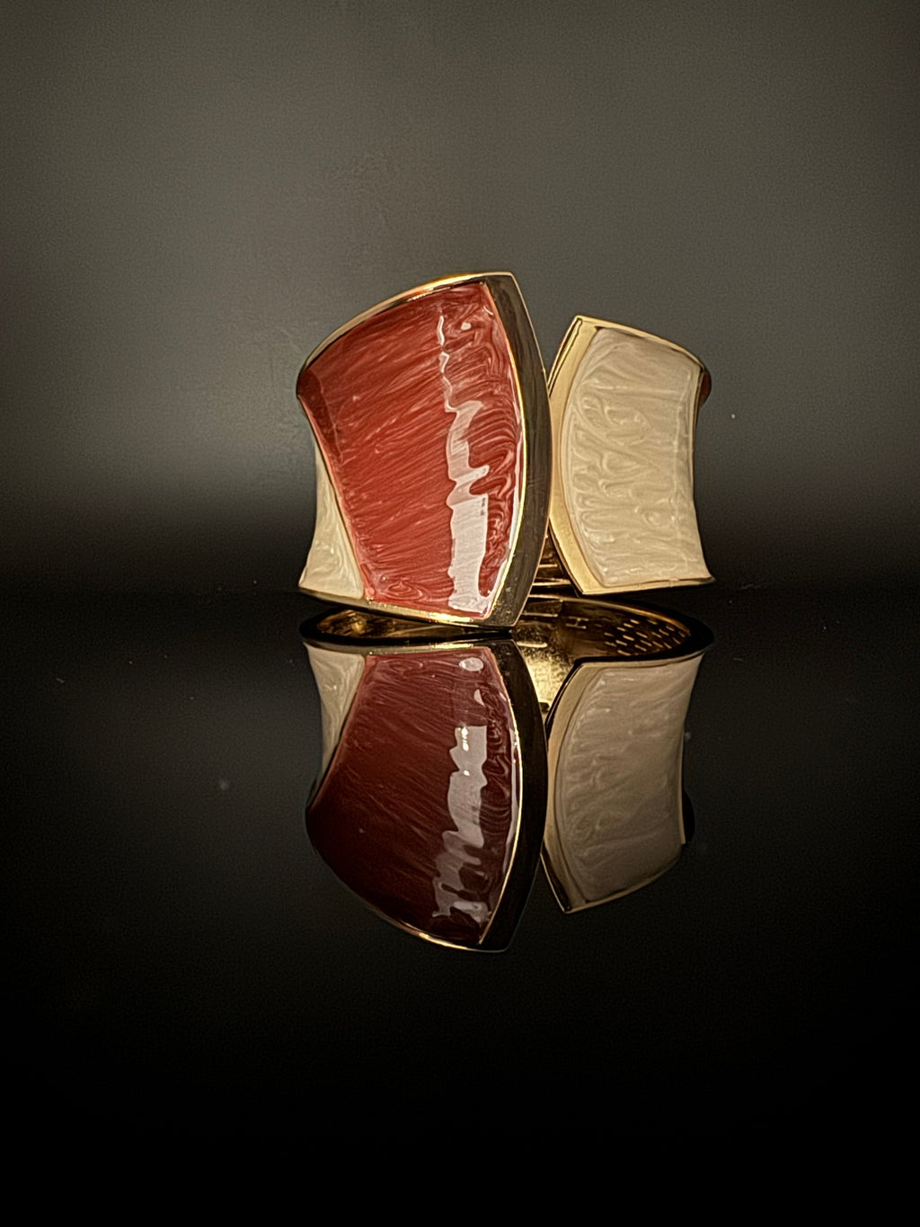 Openable Cuff Bracelet in Enamel and gold polish is Designer inspired Broad bangle/Indian Bracelet/Everyday Bracelet/Fits upto 2.6"