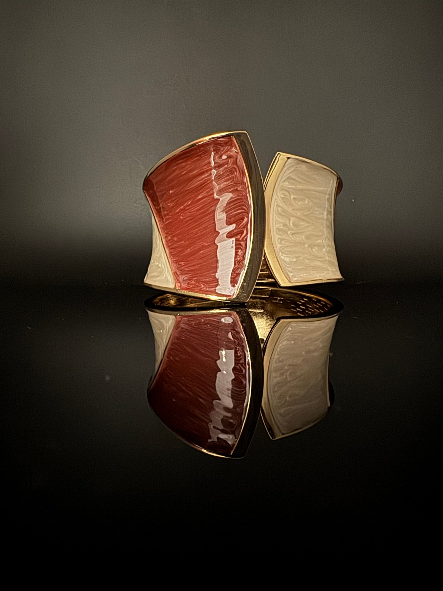 Openable Cuff Bracelet in Enamel and gold polish is Designer inspired Broad bangle/Indian Bracelet/Everyday Bracelet/Fits upto 2.6"