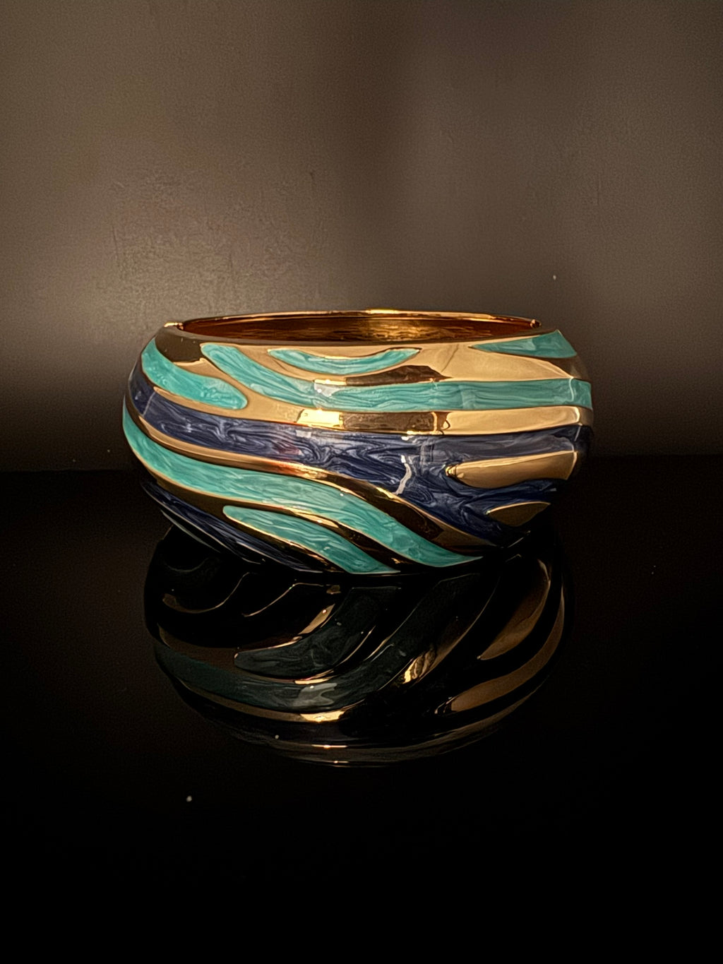 Openable Cuff Bracelet in Enamel and gold polish is Designer inspired Broad bangle/Indian Bracelet/Everyday Bracelet/Fits upto 2.6"