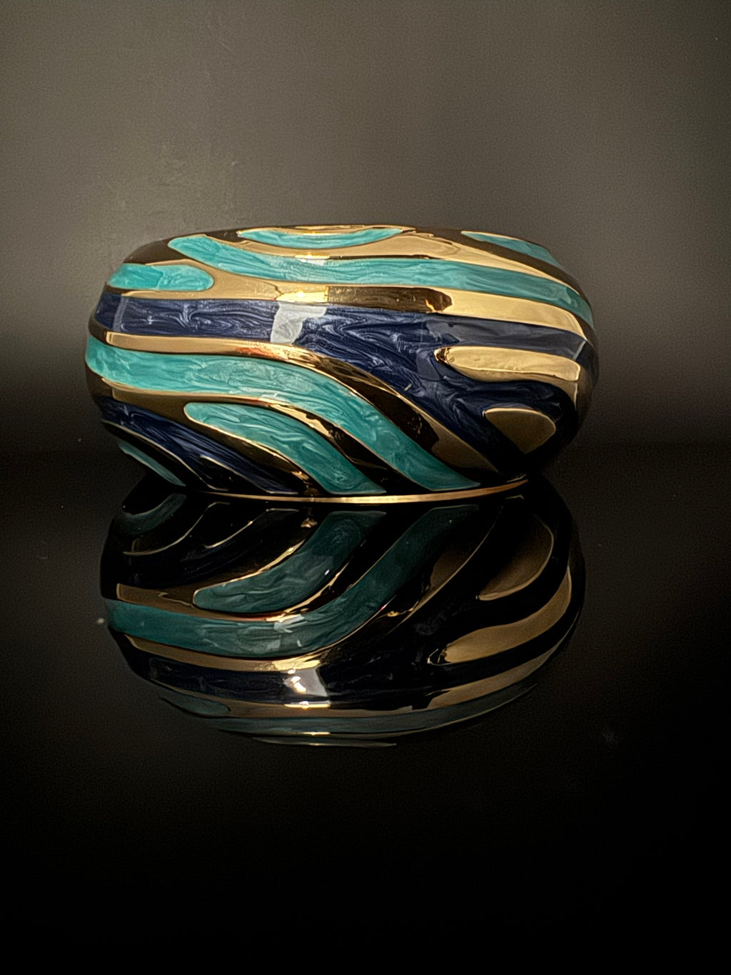 Openable Cuff Bracelet in Enamel and gold polish is Designer inspired Broad bangle/Indian Bracelet/Everyday Bracelet/Fits upto 2.6"