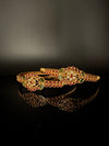 Matt Gold polish with stones kada set is Amrapali inspired Designer bangles set of 2/Indian Kada/Rajwadi Bangle/Size 2.4", 2.6" & 2.8"