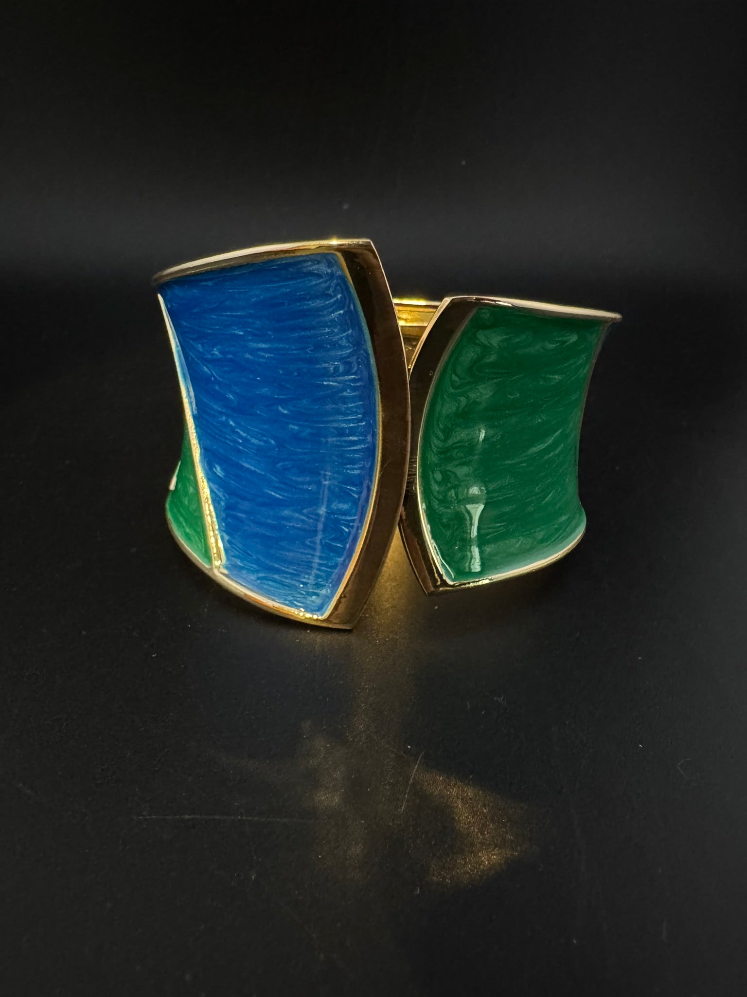 Openable Cuff Bracelet in Enamel and gold polish is Designer inspired Broad bangle/Indian Bracelet/Everyday Bracelet/Fits upto 2.6"