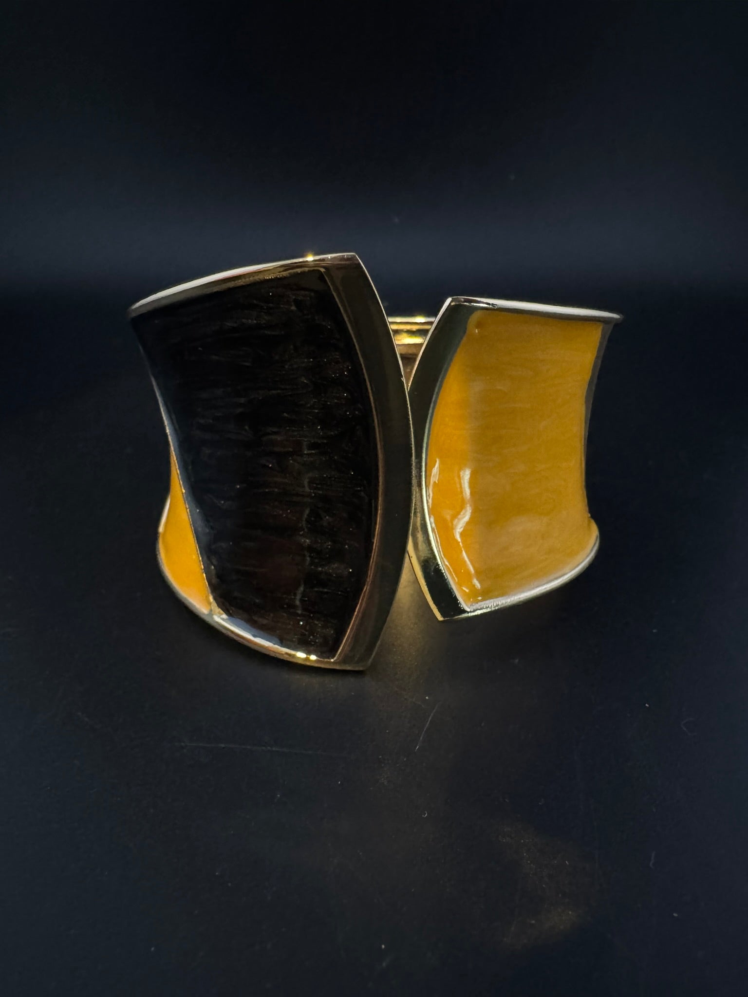 Openable Cuff Bracelet in Enamel and gold polish is Designer inspired Broad bangle/Indian Bracelet/Everyday Bracelet/Fits upto 2.6"