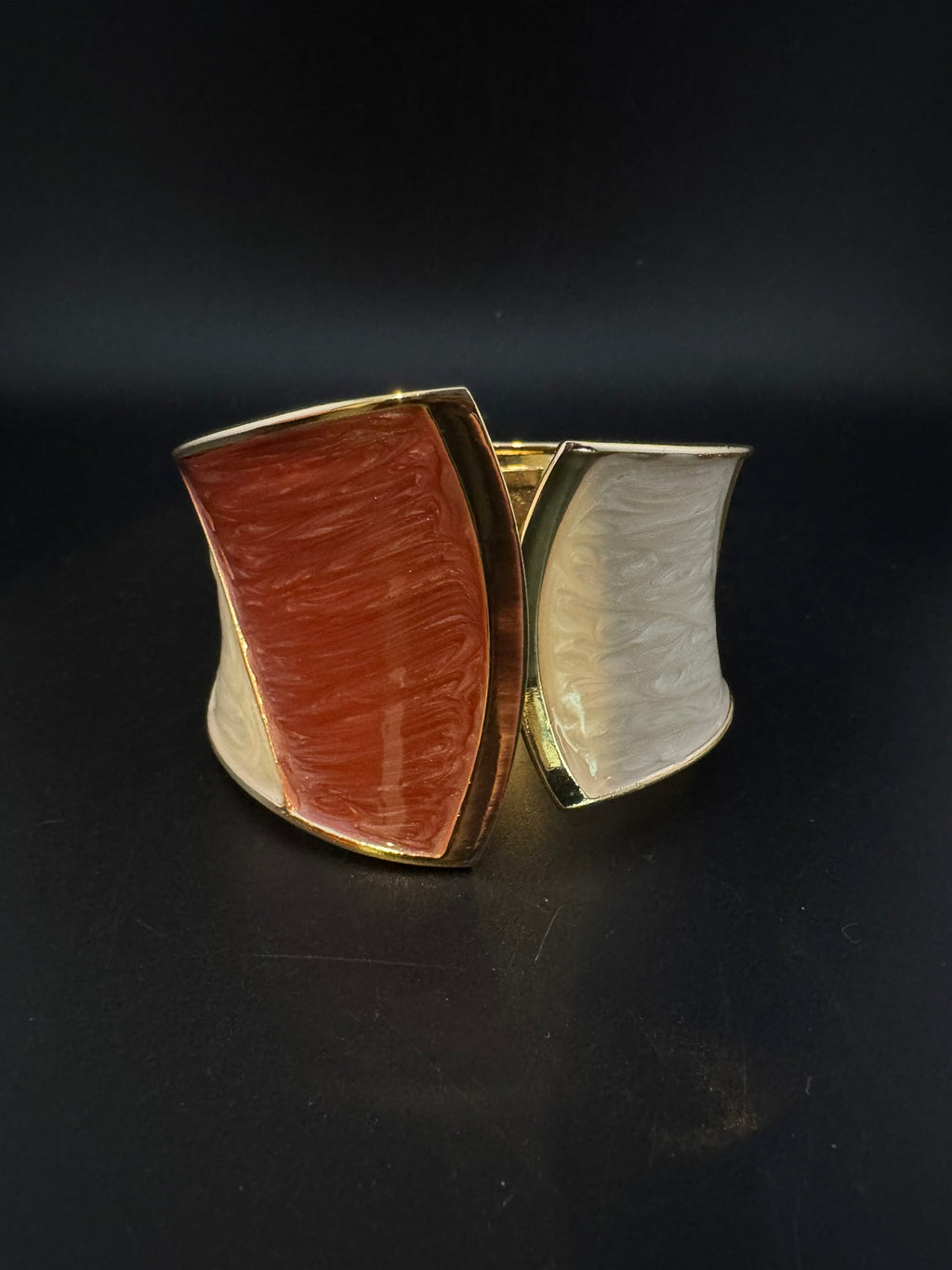 Openable Cuff Bracelet in Enamel and gold polish is Designer inspired Broad bangle/Indian Bracelet/Everyday Bracelet/Fits upto 2.6"