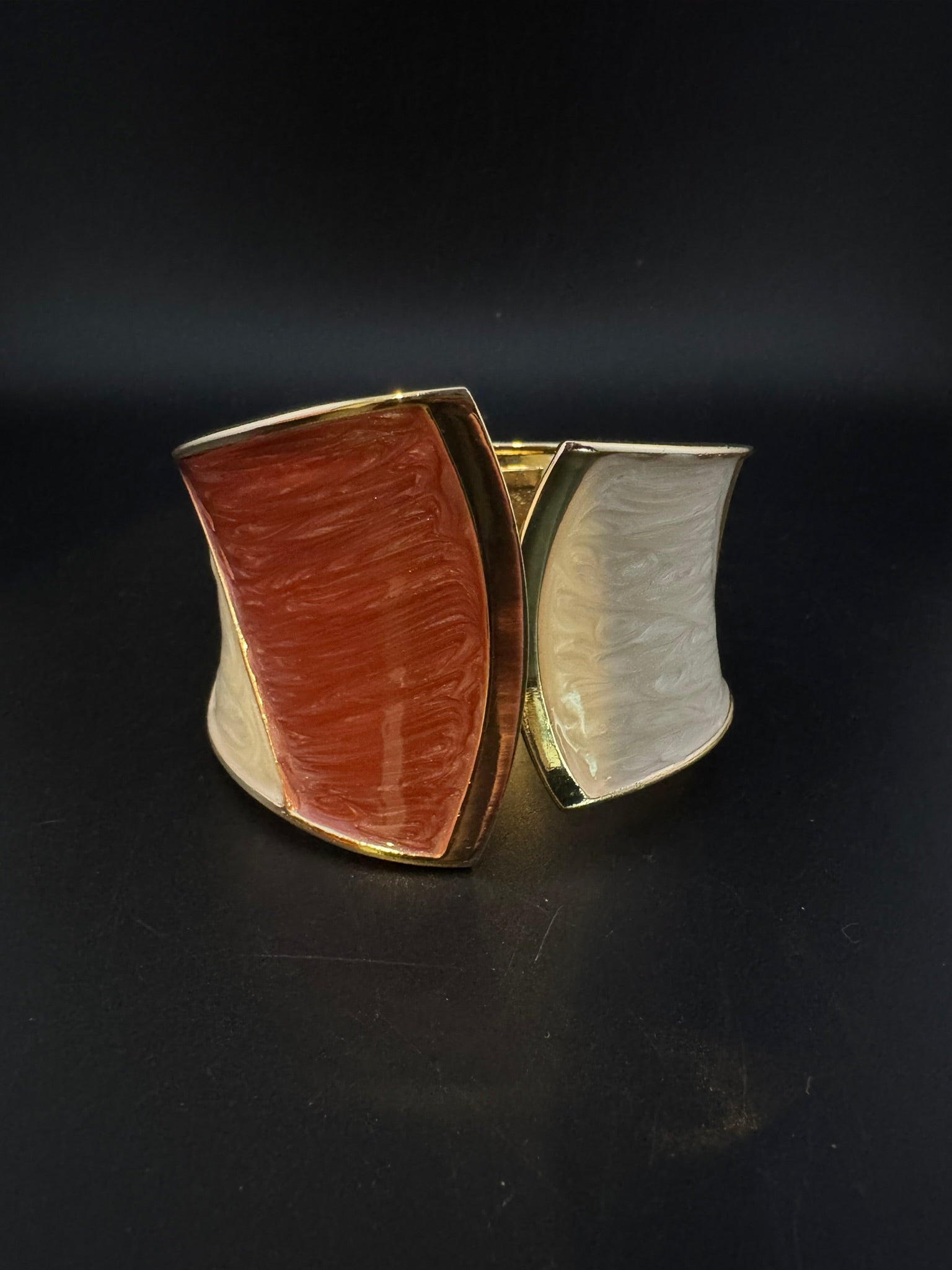 Openable Cuff Bracelet in Enamel and gold polish is Designer inspired Broad bangle/Indian Bracelet/Everyday Bracelet/Fits upto 2.6"