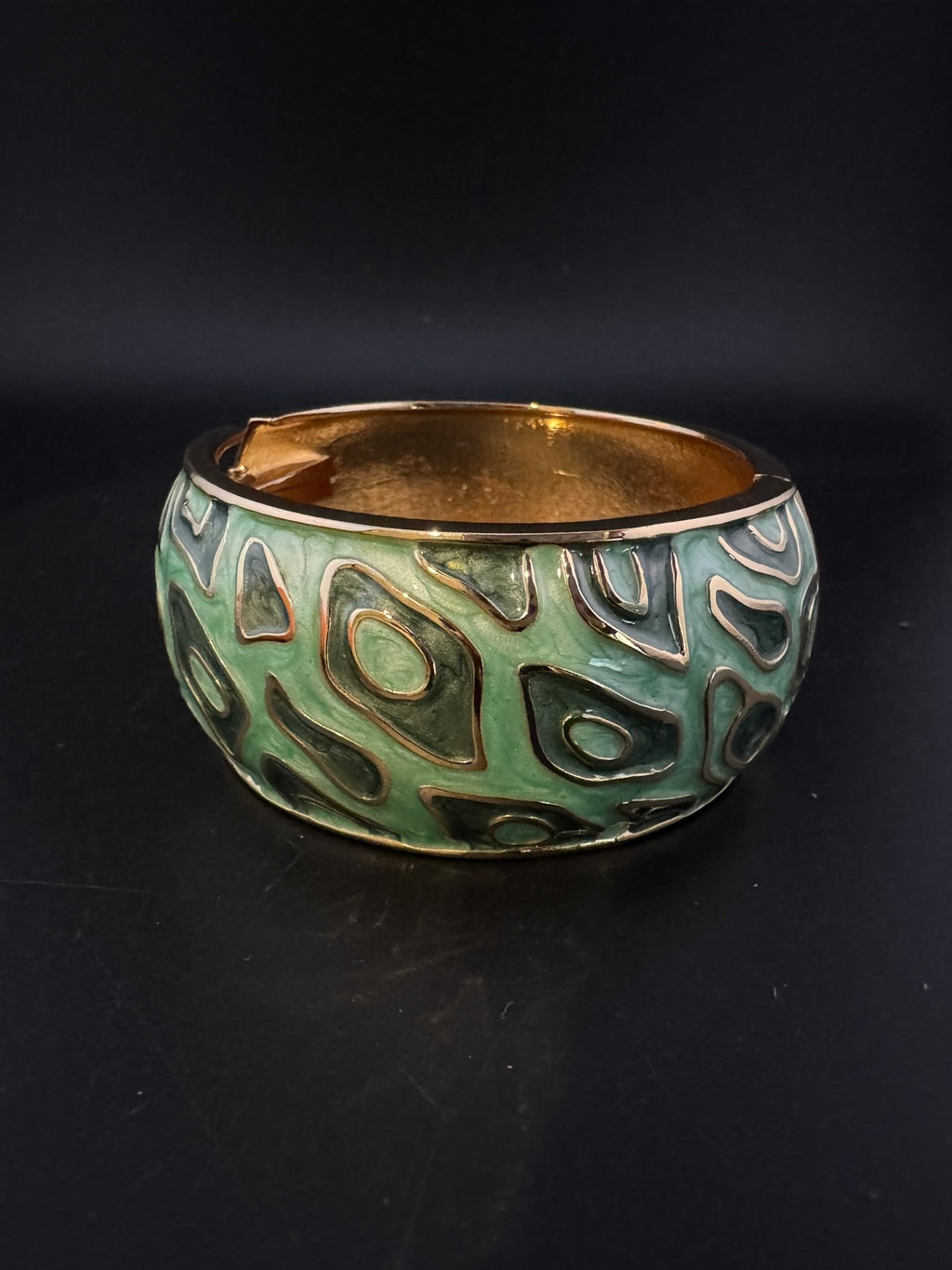 Openable Cuff Bracelet in Enamel and gold polish is Designer inspired Broad bangle/Indian Bracelet/Everyday Bracelet/Fits upto 2.6"